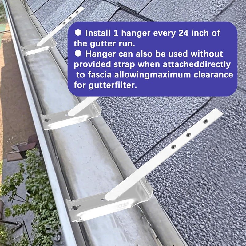Mindoub 15 PACK 5" Aluminum Roof Gutter Hangers 5" Gutter Clips with Straps for Eavesless Fixing Aluminum and Steel Gutters with Rust-Resistant Screws Include Strong Durable Roof Gutter Support Solution - Image 5
